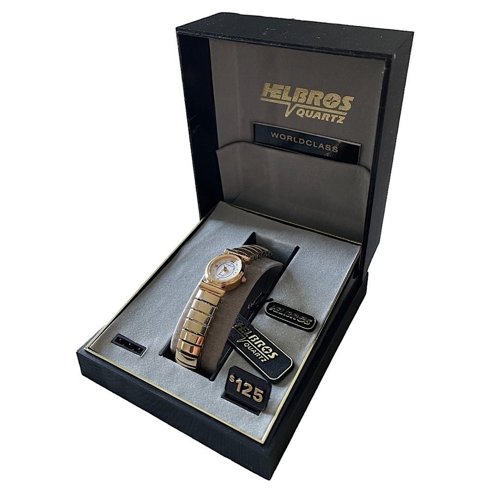 Helbros Quartz Gold Stretch Band Ladies Watch